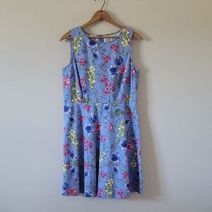 Talbots Blue Floral A-Line Dress Size 14P  *PETITE*